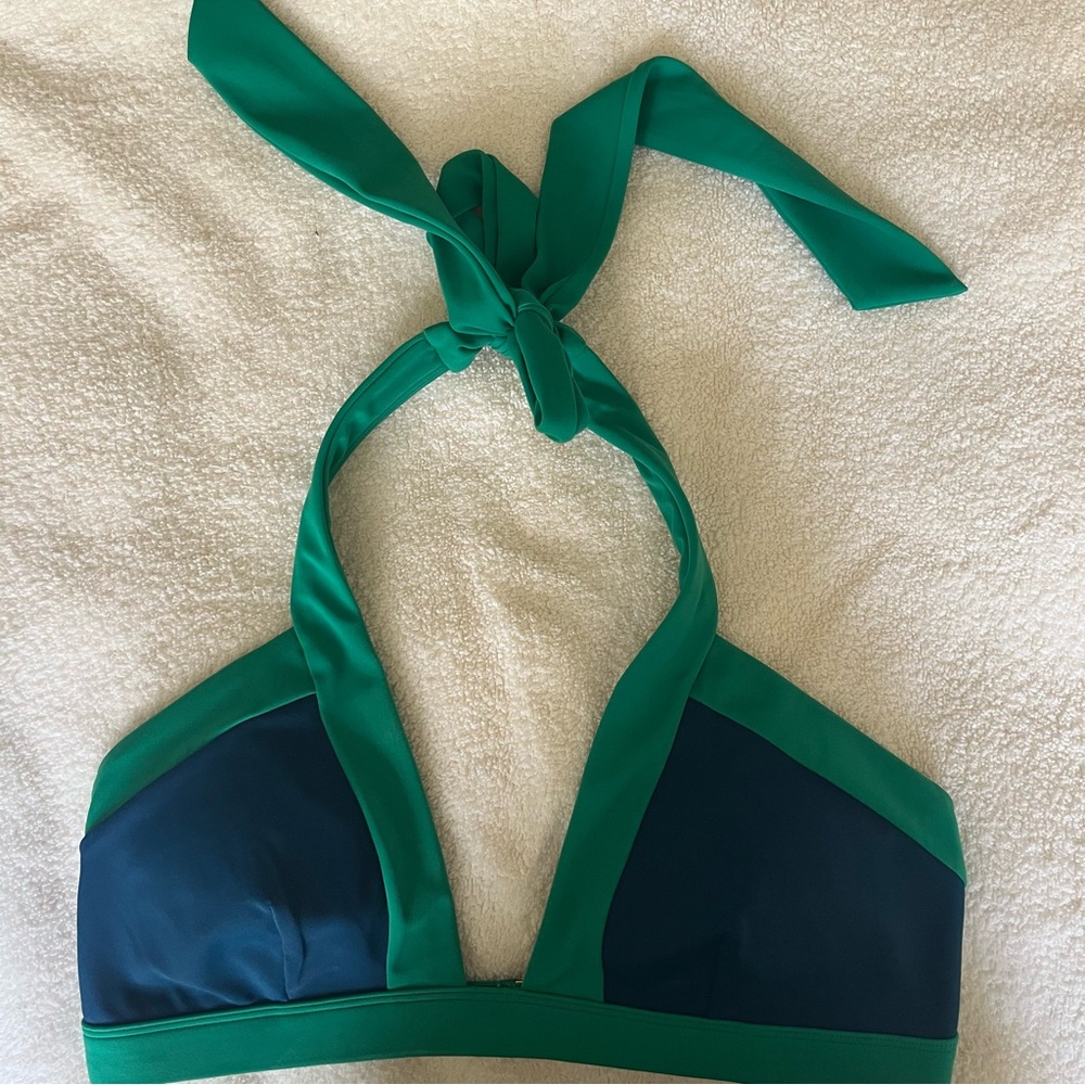 Boden Colorblock Green and Blue Bikini Top
